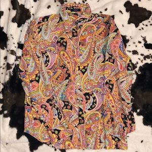 CHAPS long sleeve paisley multicolor button down